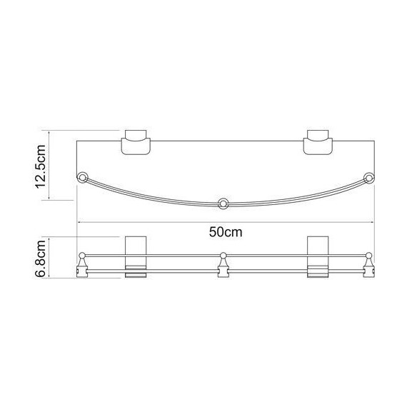 Полка стеклянная WasserKraft Exter K-5244 50 см, цвет светлая бронза - 4 Полка стеклянная WasserKraft Exter K-5244 50 см, цвет светлая бронза фото 4