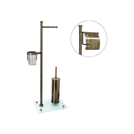Стойка с держателем и ёршиком WasserKraft Exter K-1234, цвет светлая бронза фото 2
