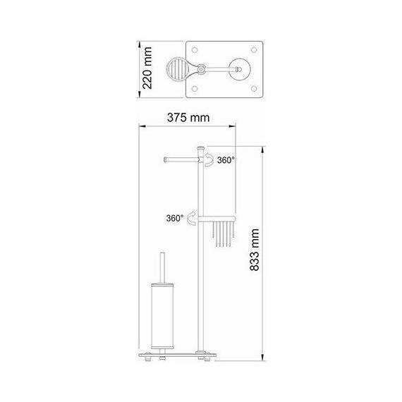 Стойка с держателем и ёршиком WasserKraft Exter K-1234, цвет светлая бронза фото 4