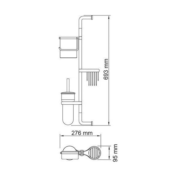 Стойка с держателем и ёршиком WasserKraft Ammer K-1448 - 4 Стойка с держателем и ёршиком WasserKraft Ammer K-1448 фото 4