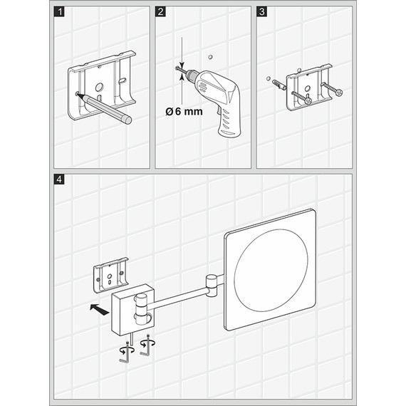 Зеркало косметическое настенное WasserKraft K-1008 - 4 Зеркало косметическое настенное WasserKraft K-1008 фото 4