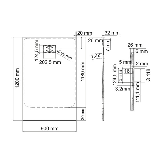 Поддон SMC WasserKraft Elbe 120х90 см 74T07, чёрный - 2 Поддон SMC WasserKraft Elbe 120х90 см 74T07, чёрный фото 2
