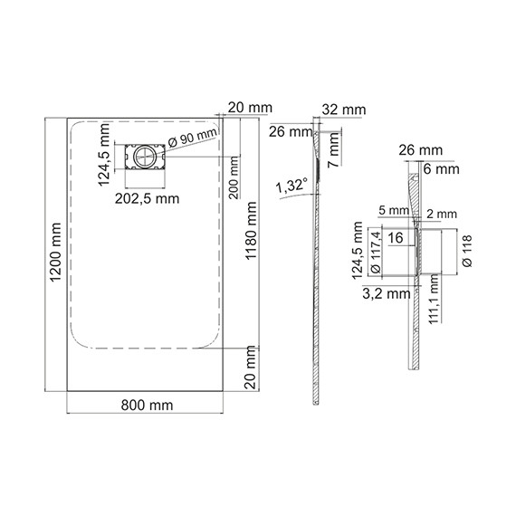 Поддон SMC WasserKraft Main 120х80 см 41T06 - 2 Поддон SMC WasserKraft Main 120х80 см 41T06 фото 2