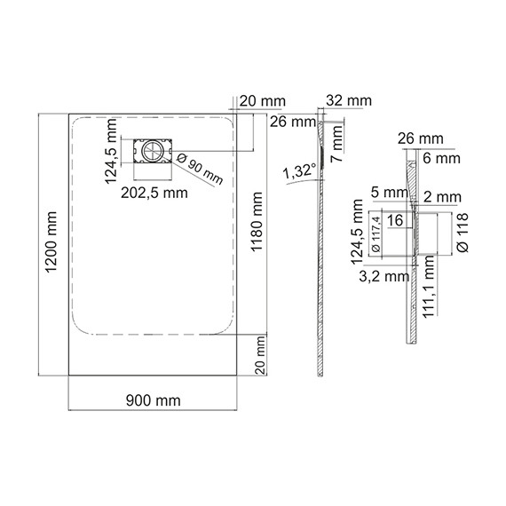 Поддон SMC WasserKraft Main 120х90 см 41T07 - 2 Поддон SMC WasserKraft Main 120х90 см 41T07 фото 2