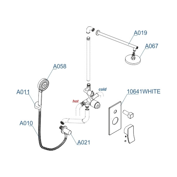Душевая система для душа WasserKraft A16067WHITE, белый/хром фото 9