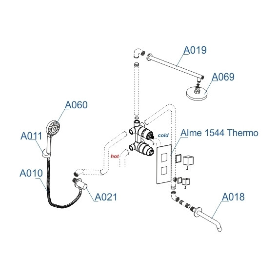 Душевая система для ванны с термостатом WasserKraft A171519 Thermo - 8 Душевая система для ванны с термостатом WasserKraft A171519 Thermo фото 8