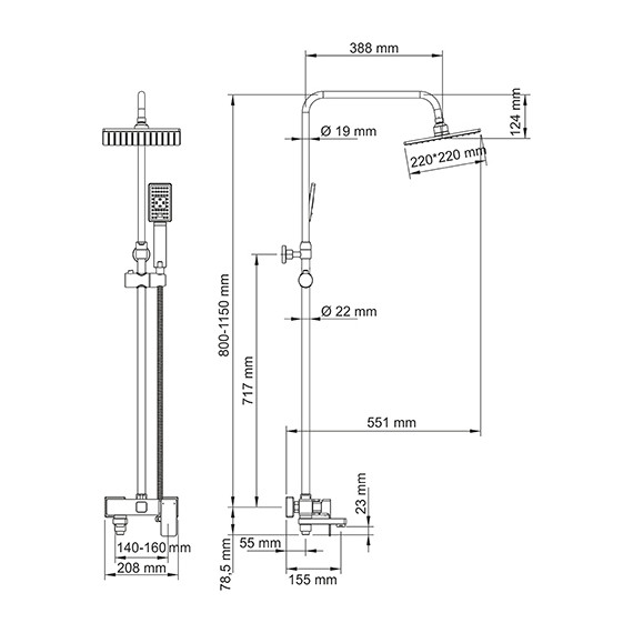 Душевая стойка WasserKraft A17701 - 8 Душевая стойка WasserKraft A17701 фото 8
