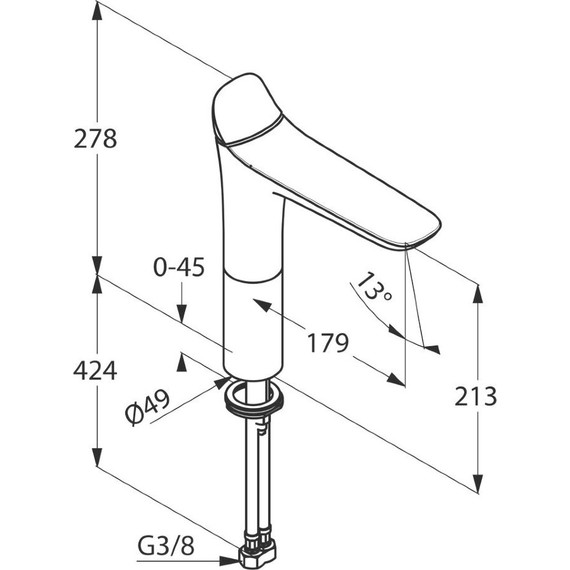 Смеситель для раковины высокий Kludi Ambienta 213 мм 532960575 - 8 Смеситель для раковины высокий Kludi Ambienta 213 мм 532960575 фото 8