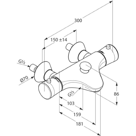 Смеситель для ванны с термостатом Kludi Ambienta 534010538 - 6 Смеситель для ванны с термостатом Kludi Ambienta 534010538 фото 6