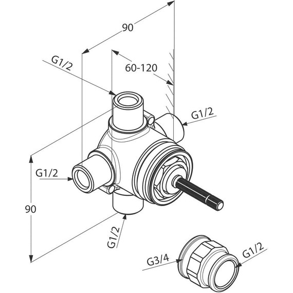Скрытая часть Kludi Ambienta DN 15 29747 - 2 Скрытая часть Kludi Ambienta DN 15 29747 фото 2
