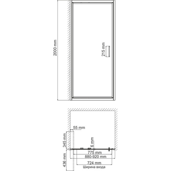 Душевая дверь WasserKraft Salm 90 см 27I04, хром/прозрачное фото 5