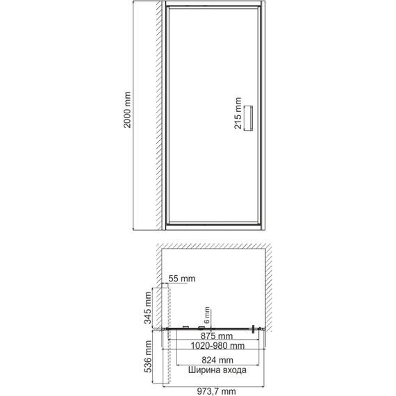 Душевая дверь WasserKraft Salm 100 см 27I12, хром/прозрачное фото 5