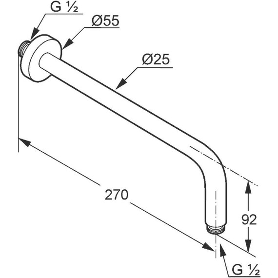Кронштейн стеновой для верхнего душа Kludi A-QA 6651305-00, 250 мм фото 2
