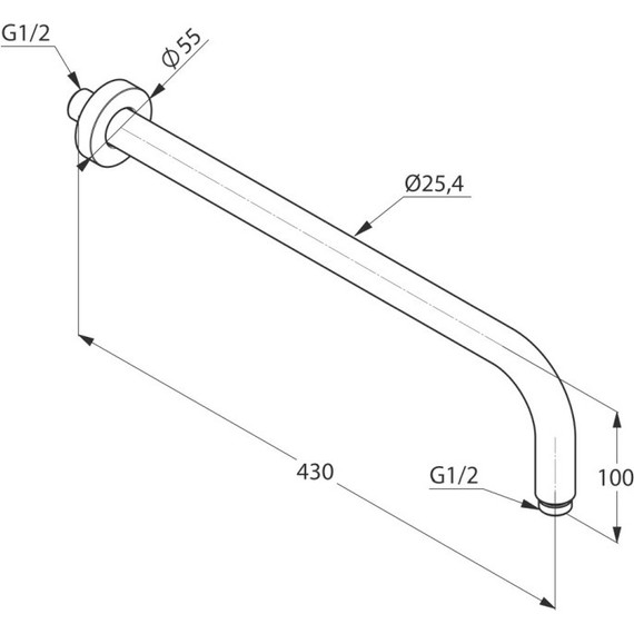 Кронштейн стеновой для верхнего душа Kludi A-QA 6651405-00, 400 мм фото 3