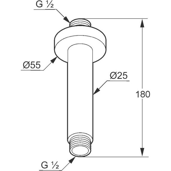 Кронштейн потолочный для верхнего душа Kludi A-QA 6651505-00, 150 мм фото 2