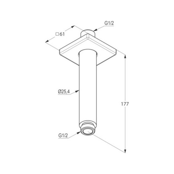 Кронштейн потолочный для верхнего душа Kludi A-QA 6653505-00, 150 мм фото 2