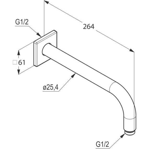 Кронштейн стеновой для верхнего душа Kludi A-QA 6653305-00, 250 мм фото 2