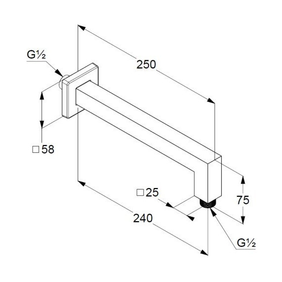 Кронштейн стеновой для верхнего душа Kludi A-QA 6654305-00, 250 мм фото 2