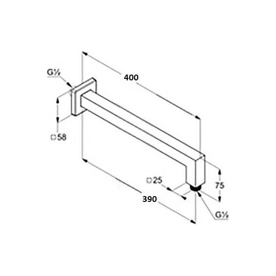 Кронштейн стеновой для верхнего душа Kludi A-QA 6654405-00, 400 мм фото 2