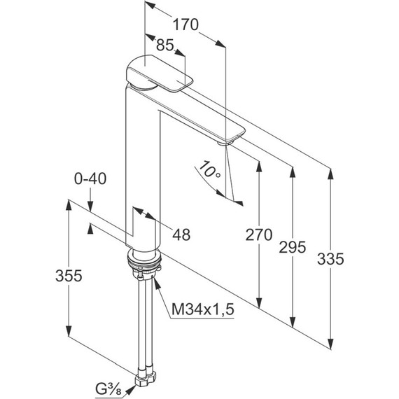 Смеситель для раковины высокий Kludi Ameo 270 мм 412980575 фото 8