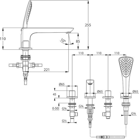 Смеситель для ванны Kludi Ameo 414240530 фото 4