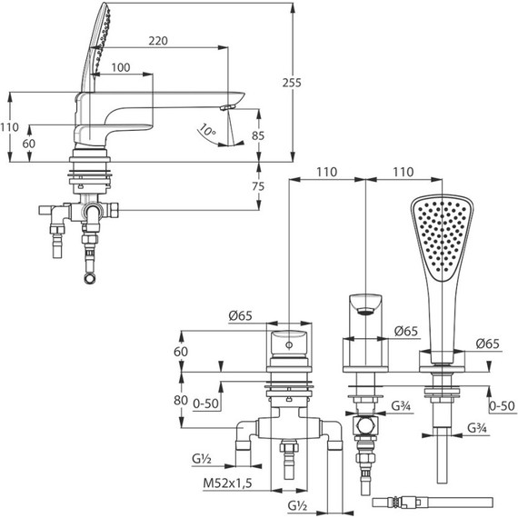 Смеситель для ванны Kludi Ameo 414470575 фото 3