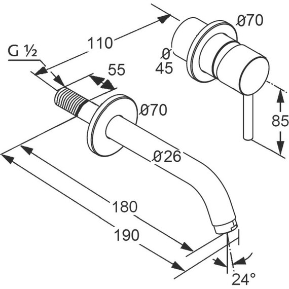 Смеситель для раковины настенный Kludi Bozz 180 мм 382440576 - 6 Смеситель для раковины настенный Kludi Bozz 180 мм 382440576 фото 6