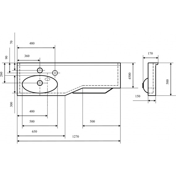 Раковина Акватон Отель 127 см 1A70113WOT01L - 4 Раковина Акватон Отель 127 см 1A70113WOT01L фото 4