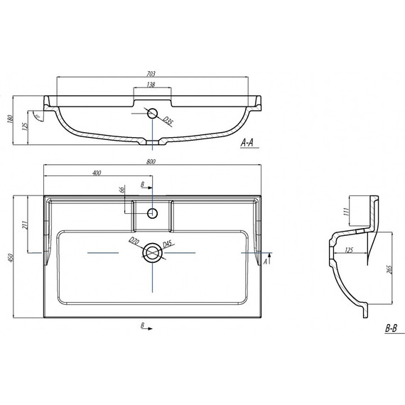 Раковина Акватон Фабиа 80 см 1A708031FB010 - 5 Раковина Акватон Фабиа 80 см 1A708031FB010 фото 5