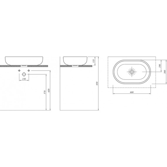Раковина врезная на столешницу Kale Zero 60 см фото 3