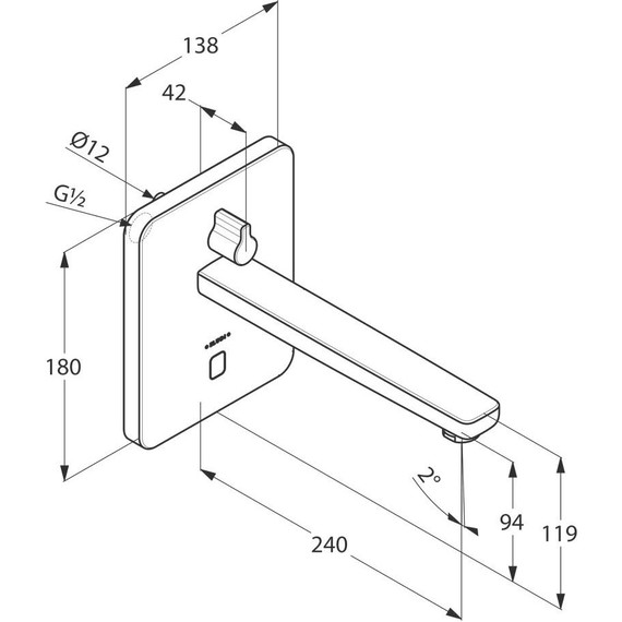 Смеситель для раковины настенный электронный Kludi Zenta 240 мм 3840005 фото 5
