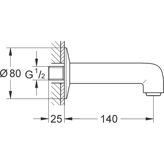 Излив для ванны Grohe BauClassic Neutral 13258000 - 2 Излив для ванны Grohe BauClassic Neutral 13258000 фото 2
