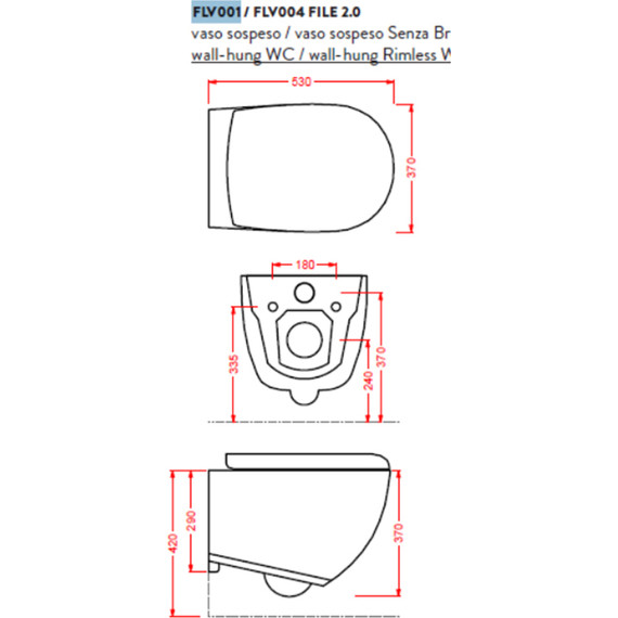 Унитаз подвесной безободковый ArtCeram File 2.0 FLV004 15 00, Цвет производителя: чёрный фото 4