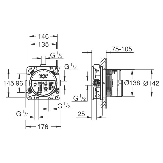 Скрытая часть Grohe Rapido SmartBox 35600000 фото 2