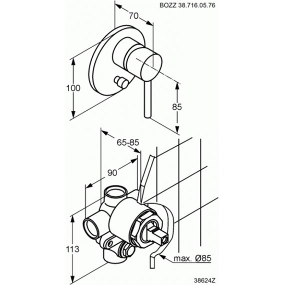 Смеситель для ванны Kludi Bozz 387160576 фото 2