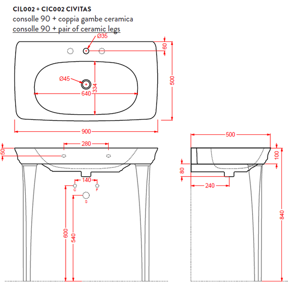 Раковина на ножках ArtCeram Civitas 90 см CIL002 01 00 bi*1 - 3 Раковина на ножках ArtCeram Civitas 90 см CIL002 01 00 bi*1 фото 3
