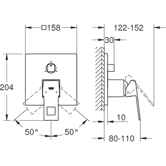 Смеситель для ванны Grohe Eurocube 24094000 - 3 Смеситель для ванны Grohe Eurocube 24094000 фото 3