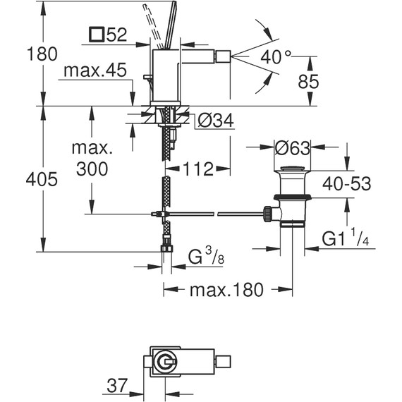Смеситель для биде Grohe Eurocube Joy 23664000 - 2 Смеситель для биде Grohe Eurocube Joy 23664000 фото 2