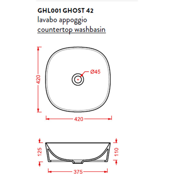 Раковина-чаша ArtCeram Ghost 40 см GHL001 01 00 bi*0 - 3 Раковина-чаша ArtCeram Ghost 40 см GHL001 01 00 bi*0 фото 3