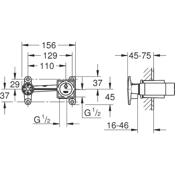 Скрытая часть для однорычажного смесителя на 2 отверстия Grohe Non Rapido OHM 23200000 фото 2