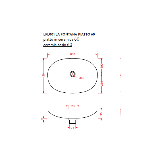 Раковина-чаша ArtCeram La Fontana 60 см LFL001 01 00 bi*0 фото 5