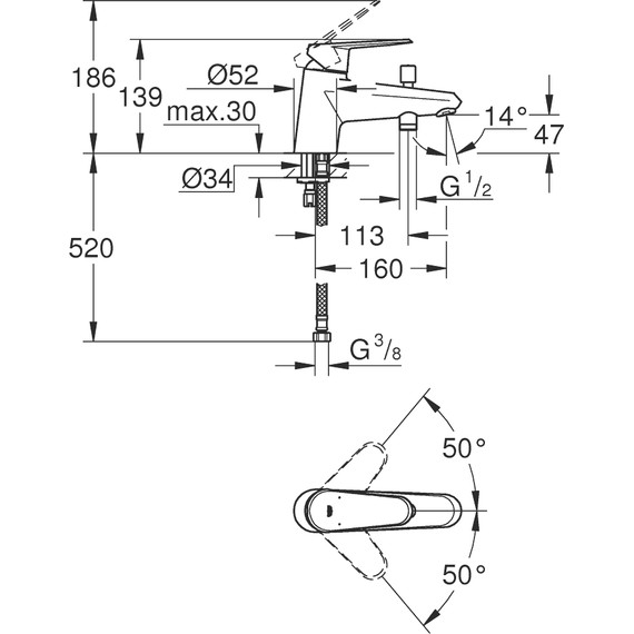 Смеситель для ванны Grohe Eurodisc Cosmopolitan 33192002 фото 2
