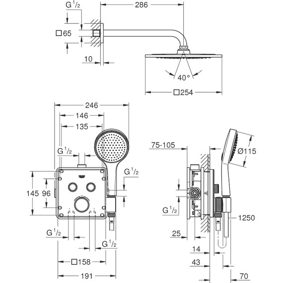 Душевая система для душа с термостатом Grohe Grohtherm SmartControl 34742000 - 2 Душевая система для душа с термостатом Grohe Grohtherm SmartControl 34742000 фото 2
