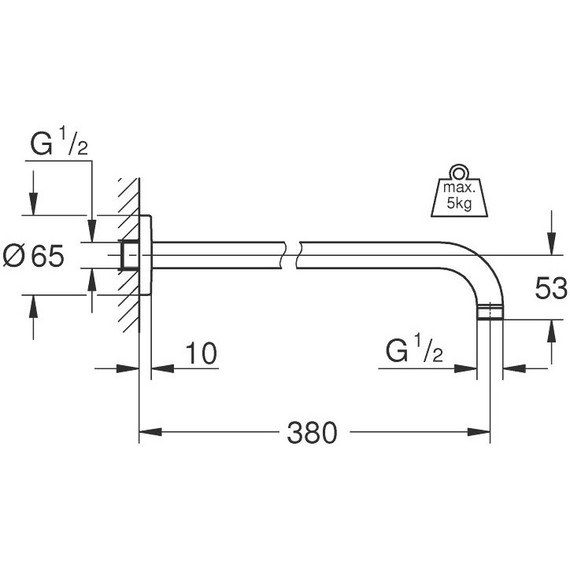 Кронштейн стеновой для верхнего душа Grohe Rainshower neutral 380 мм 28361000 - 2 Кронштейн стеновой для верхнего душа Grohe Rainshower neutral 380 мм 28361000 фото 2