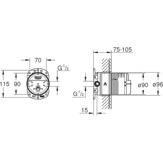 Скрытая часть для верхнего душа Grohe Rainshower SmartActive 26483000 - 3 Скрытая часть для верхнего душа Grohe Rainshower SmartActive 26483000 фото 3