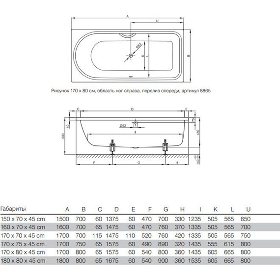 Ванна стальная Bette Ocean 170х75 см 8855-000 фото 11