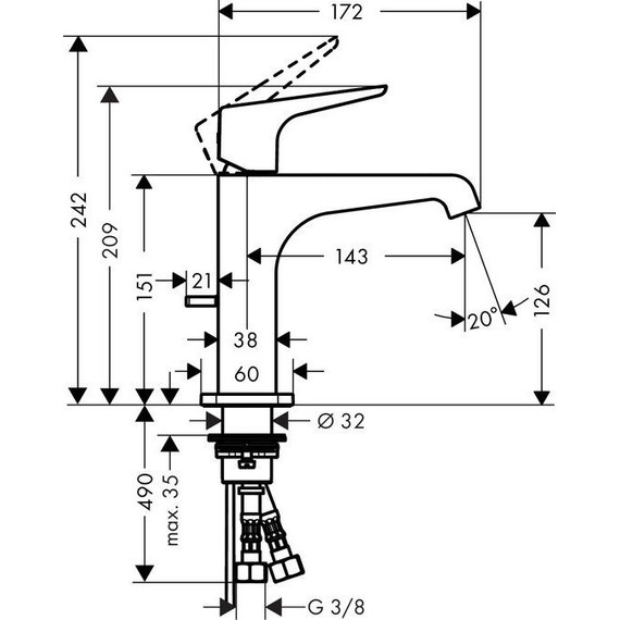 Смеситель для раковины Axor Citterio E 209 мм 36110000 фото 3