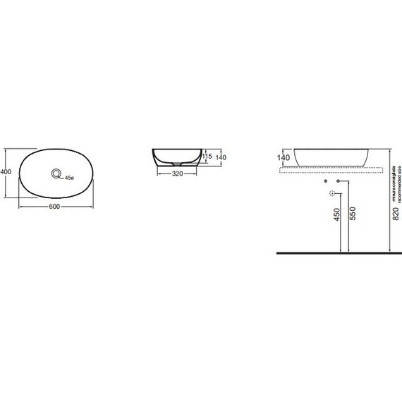 Раковина-чаша Azzurra Elegance 60 см ELLA060400C0BI - 3 Раковина-чаша Azzurra Elegance 60 см ELLA060400C0BI фото 3