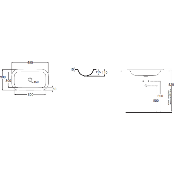 Раковина врезная на столешницу Azzurra Glaze 70 см GLZ 69x38/IN bi*0 - 4 Раковина врезная на столешницу Azzurra Glaze 70 см GLZ 69x38/IN bi*0 фото 4