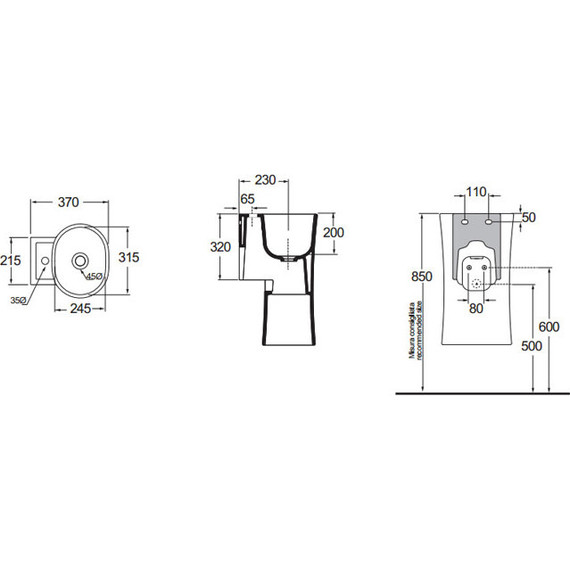 Раковина подвесная Azzurra Nativo 35 см LALS035370N0BI фото 6